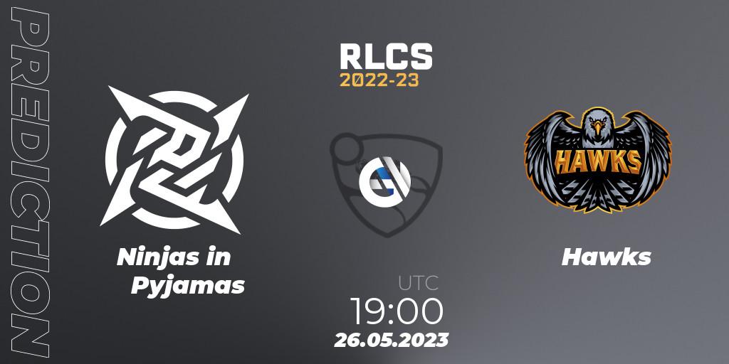 Ninjas in Pyjamas vs Hawks: Match Prediction. 26.05.23, Rocket League, RLCS 2022-23 - Spring: South America Regional 2 - Spring Cup
