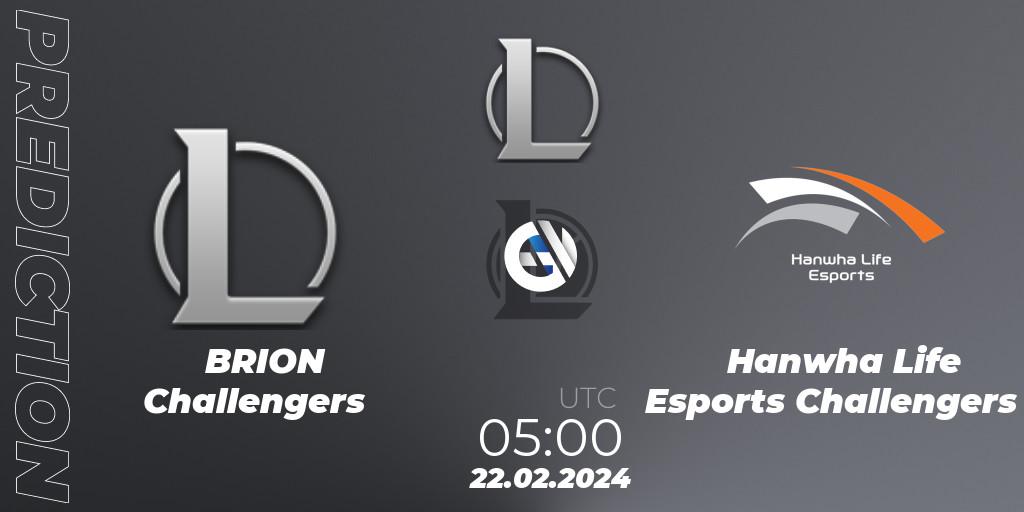BRION Challengers vs Hanwha Life Esports Challengers: Match Prediction. 22.02.24, LoL, LCK Challengers League 2024 Spring - Group Stage