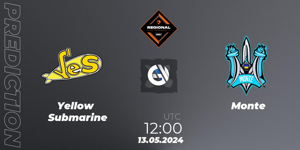 Yellow Submarine vs Monte: Match Prediction. 13.05.2024 at 12:20, Dota 2, RES Regional Series: EU #2
