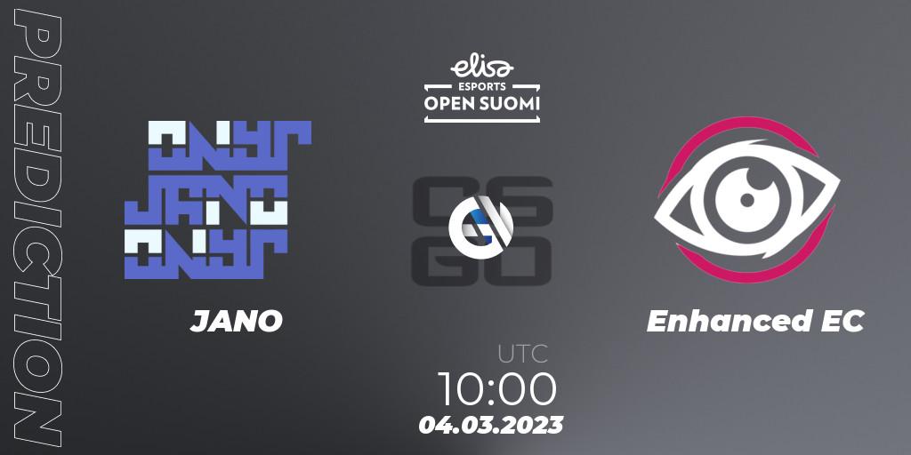 JANO vs Enhanced EC: Match Prediction. 04.03.2023 at 10:00, Counter-Strike (CS2), Elisa Open Suomi Season 4