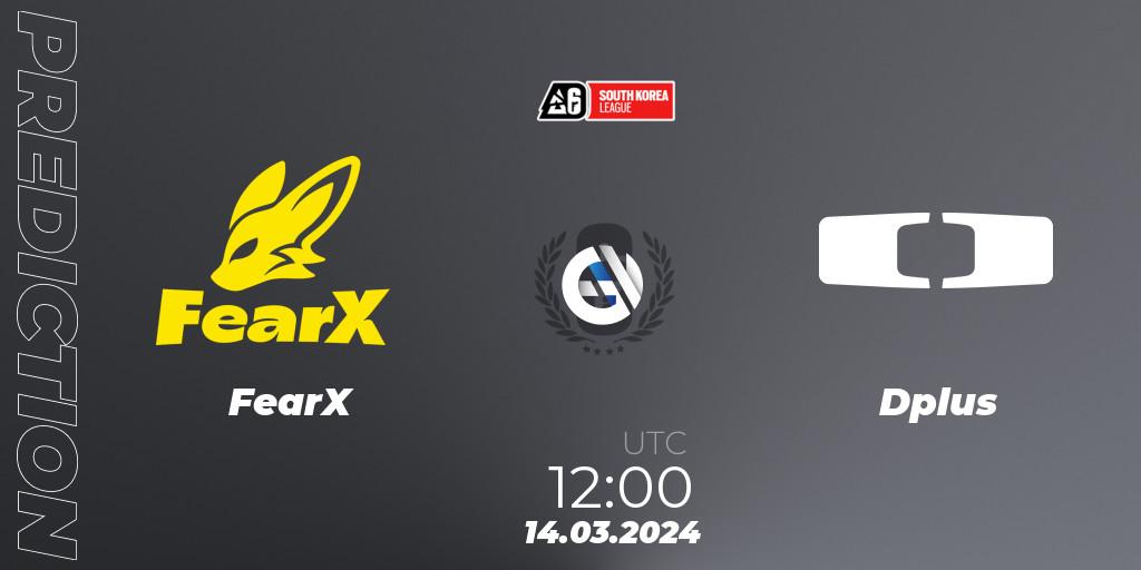 FearX vs Dplus: Match Prediction. 14.03.2024 at 12:00, Rainbow Six, South Korea League 2024 - Stage 1