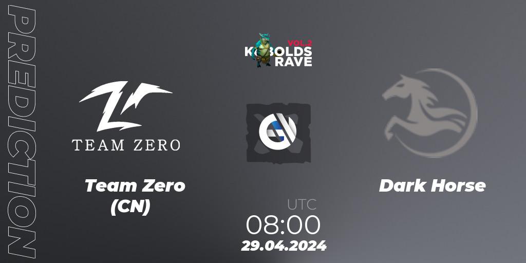 Team Zero (CN) vs Dark Horse: Match Prediction. 29.04.2024 at 08:00, Dota 2, Cringe Station Kobolds Rave 2