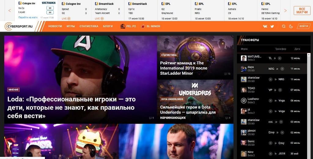 Gjennomgang av cybersport.ru - den ledende eSports-portalen i CIS