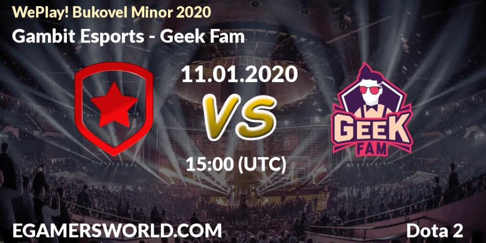 Gambit Esports vs Geek Fam: Match Prediction. 11.01.20, Dota 2, WePlay! Bukovel Minor 2020
