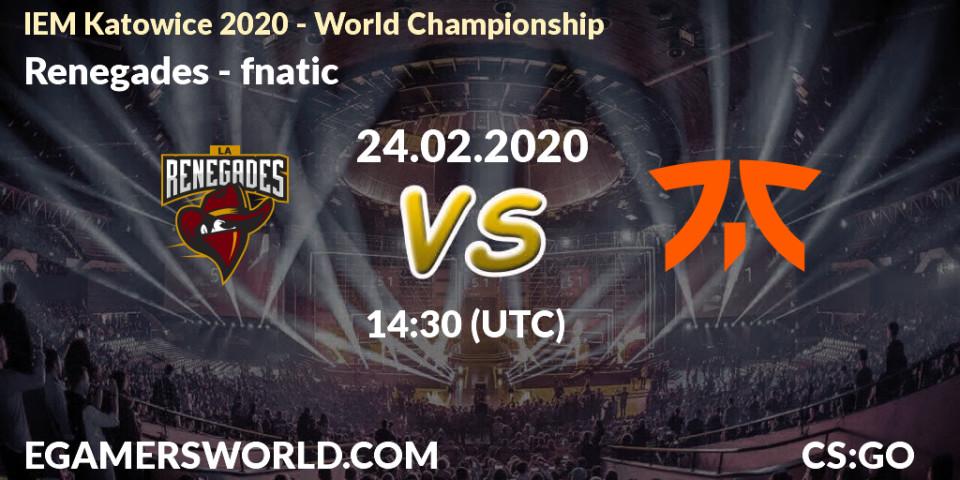 Renegades vs fnatic: Match Prediction. 24.02.20, CS2 (CS:GO), IEM Katowice 2020 