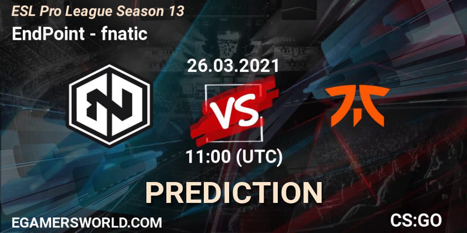EndPoint vs fnatic: Match Prediction. 26.03.21, CS2 (CS:GO), ESL Pro League Season 13