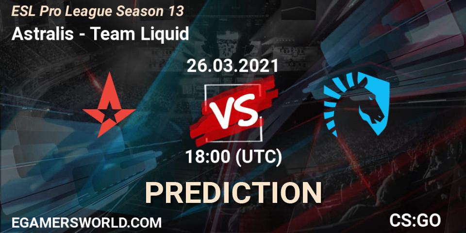 Astralis vs Team Liquid: Match Prediction. 26.03.21, CS2 (CS:GO), ESL Pro League Season 13