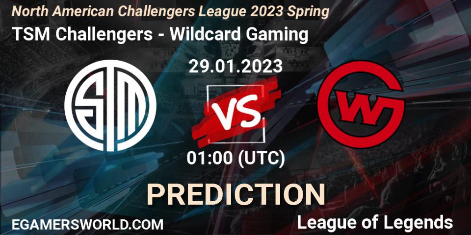 TSM Challengers vs Wildcard Gaming: Match Prediction. 29.01.23, LoL, NACL 2023 Spring - Group Stage