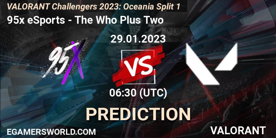 95x eSports vs The Who Plus Two: Match Prediction. 29.01.23, VALORANT, VALORANT Challengers 2023: Oceania Split 1