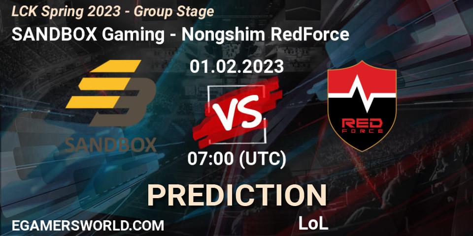 SANDBOX Gaming vs Nongshim RedForce: Match Prediction. 01.02.23, LoL, LCK Spring 2023 - Group Stage