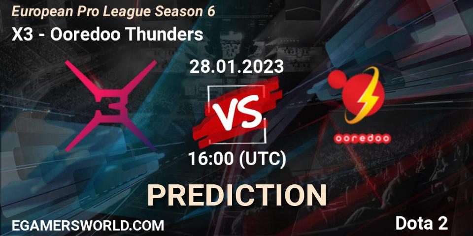 X3 vs Ooredoo Thunders: Match Prediction. 28.01.23, Dota 2, European Pro League Season 6
