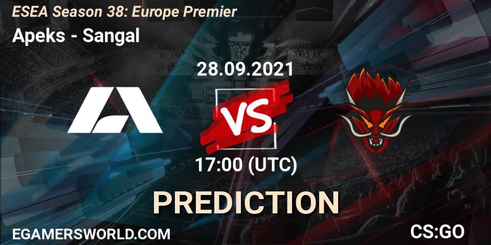 Apeks vs Sangal: Match Prediction. 28.09.21, CS2 (CS:GO), ESEA Season 38: Europe Premier