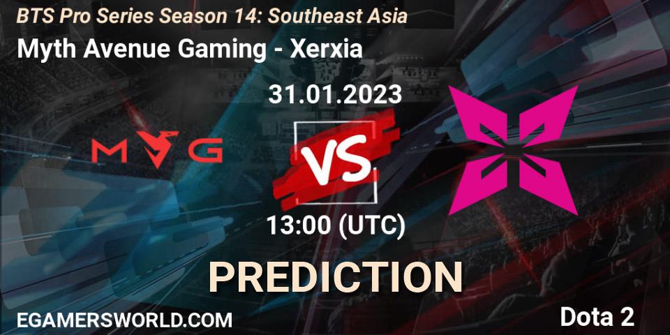 Myth Avenue Gaming vs Xerxia: Match Prediction. 31.01.23, Dota 2, BTS Pro Series Season 14: Southeast Asia
