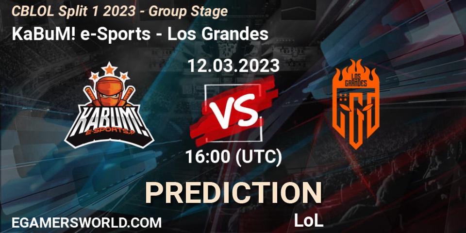 KaBuM! e-Sports vs Los Grandes: Match Prediction. 12.03.23, LoL, CBLOL Split 1 2023 - Group Stage