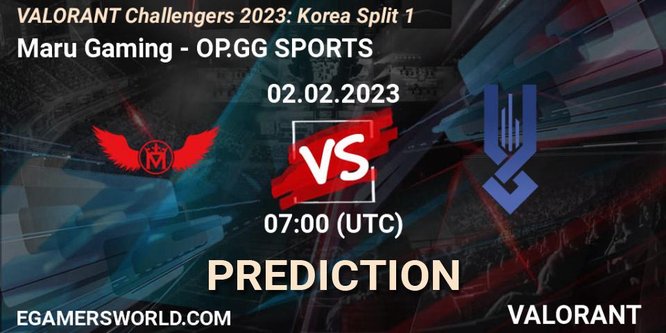 Maru Gaming vs OP.GG SPORTS: Match Prediction. 02.02.23, VALORANT, VALORANT Challengers 2023: Korea Split 1