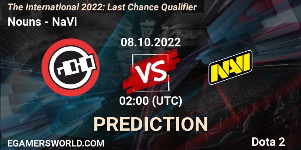 Nouns vs NaVi: Match Prediction. 08.10.22, Dota 2, The International 2022: Last Chance Qualifier