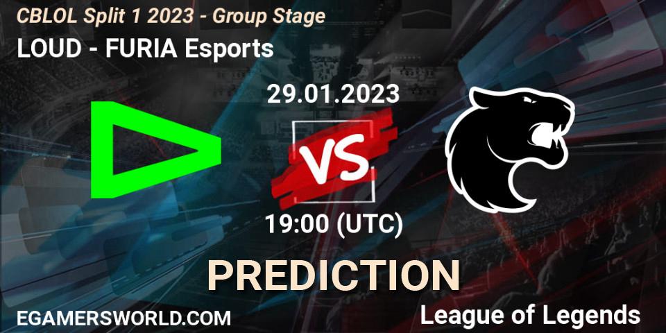 LOUD vs FURIA Esports: Match Prediction. 29.01.23, LoL, CBLOL Split 1 2023 - Group Stage