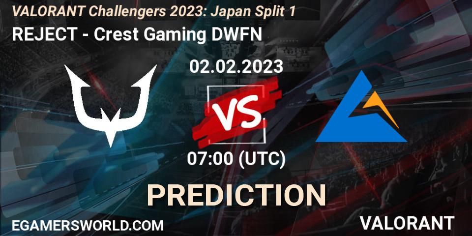 REJECT vs Crest Gaming DWFN: Match Prediction. 02.02.23, VALORANT, VALORANT Challengers 2023: Japan Split 1