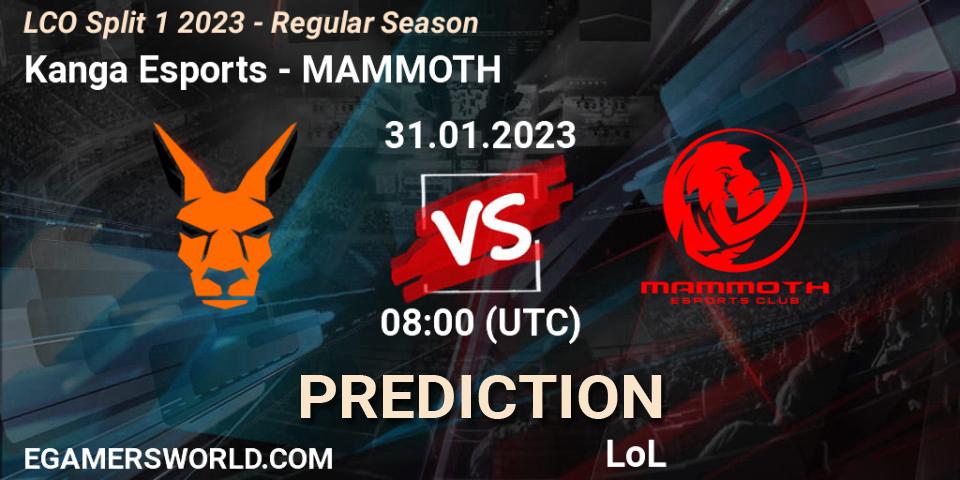 Kanga Esports vs MAMMOTH: Match Prediction. 31.01.23, LoL, LCO Split 1 2023 - Regular Season