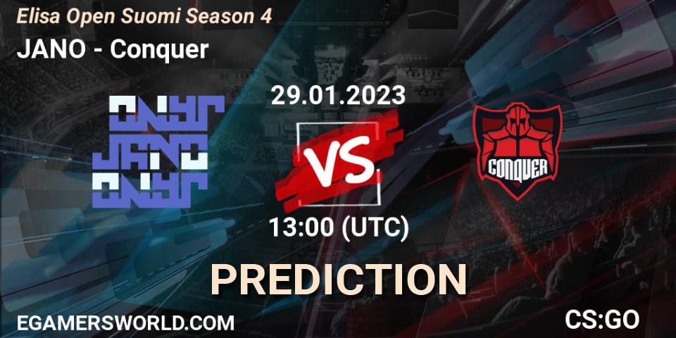 JANO vs Conquer: Match Prediction. 29.01.23, CS2 (CS:GO), Elisa Open Suomi Season 4