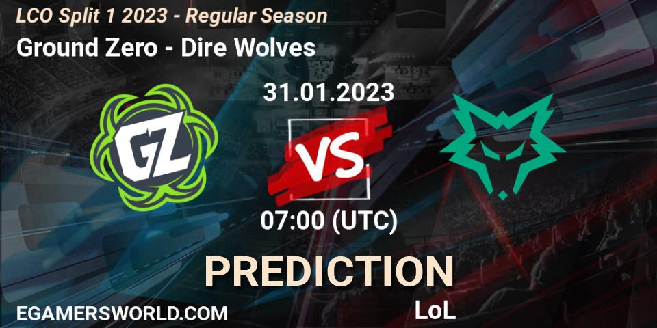 Ground Zero vs Dire Wolves: Match Prediction. 31.01.23, LoL, LCO Split 1 2023 - Regular Season