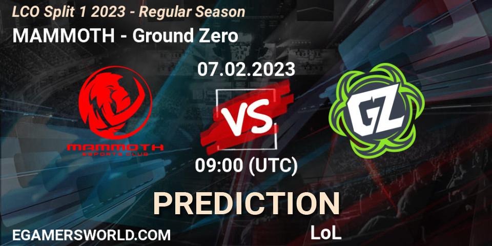 MAMMOTH vs Ground Zero: Match Prediction. 07.02.23, LoL, LCO Split 1 2023 - Regular Season