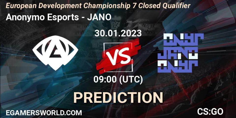Anonymo Esports vs JANO: Match Prediction. 30.01.23, CS2 (CS:GO), European Development Championship 7 Closed Qualifier