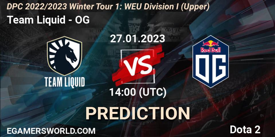 Team Liquid vs OG: Match Prediction. 27.01.23, Dota 2, DPC 2022/2023 Winter Tour 1: WEU Division I (Upper)