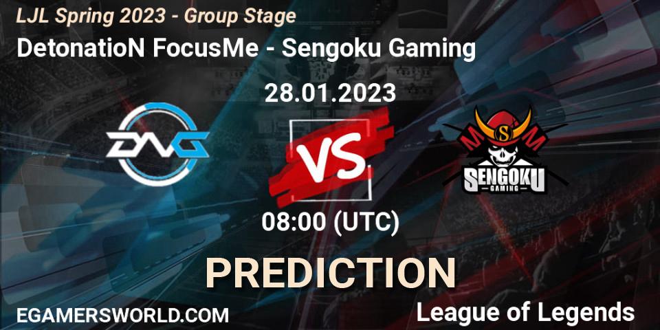 DetonatioN FocusMe vs Sengoku Gaming: Match Prediction. 28.01.23, LoL, LJL Spring 2023 - Group Stage