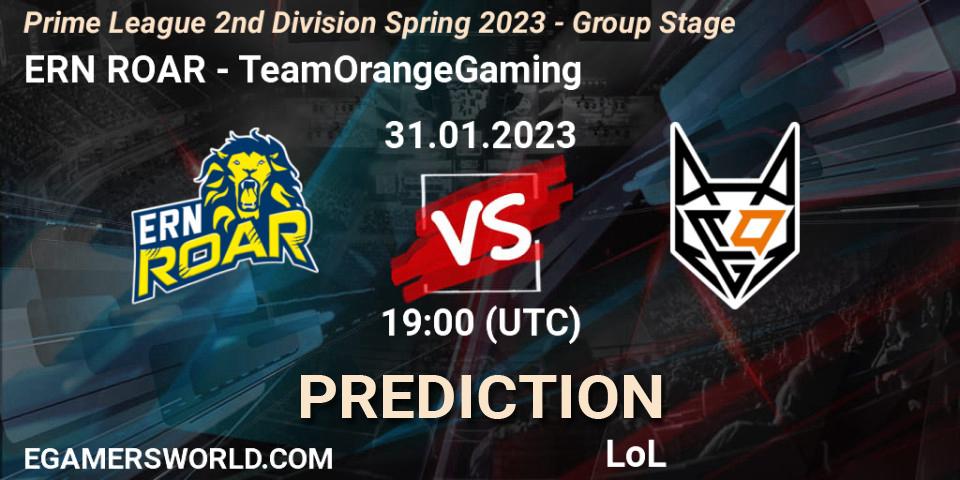 ERN ROAR vs TeamOrangeGaming: Match Prediction. 31.01.23, LoL, Prime League 2nd Division Spring 2023 - Group Stage