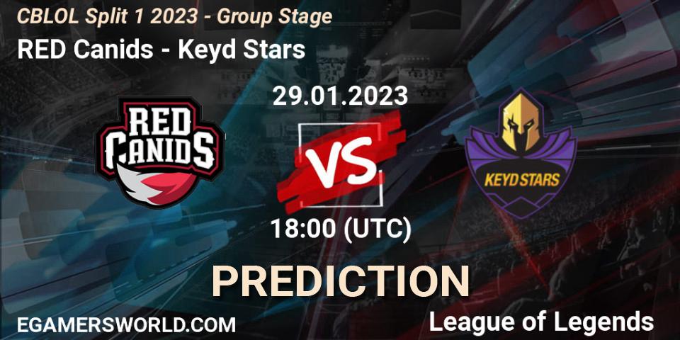 RED Canids vs Keyd Stars: Match Prediction. 29.01.23, LoL, CBLOL Split 1 2023 - Group Stage