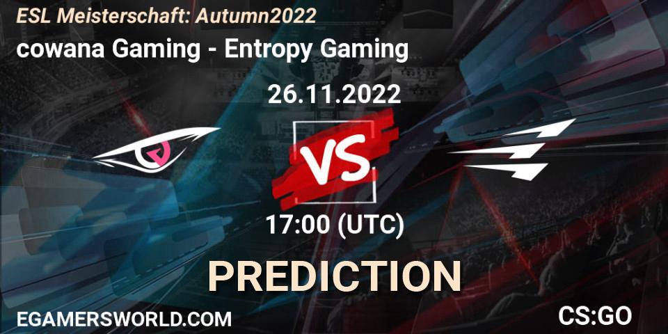 cowana Gaming vs Entropy Gaming: Match Prediction. 26.11.22, CS2 (CS:GO), ESL Meisterschaft: Autumn 2022