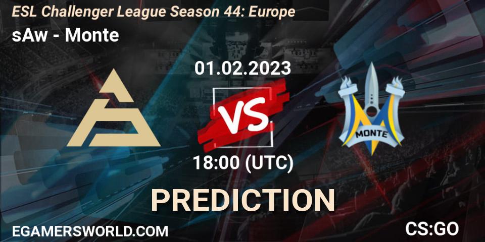 sAw vs Monte: Match Prediction. 01.02.23, CS2 (CS:GO), ESL Challenger League Season 44: Europe