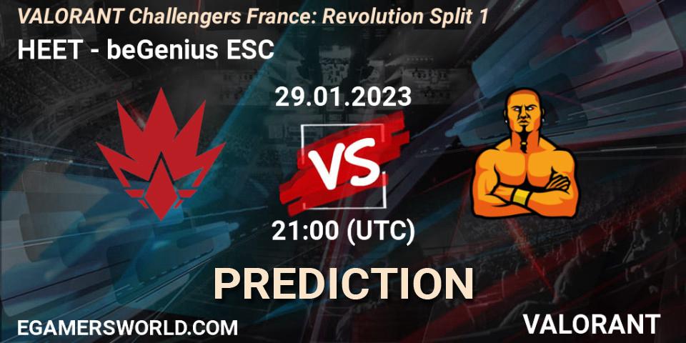 HEET vs beGenius ESC: Match Prediction. 29.01.23, VALORANT, VALORANT Challengers 2023 France: Revolution Split 1