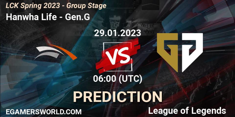 Hanwha Life vs Gen.G: Match Prediction. 29.01.23, LoL, LCK Spring 2023 - Group Stage
