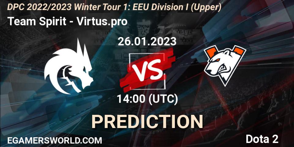 Team Spirit vs Virtus.pro: Match Prediction. 26.01.23, Dota 2, DPC 2022/2023 Winter Tour 1: EEU Division I (Upper)