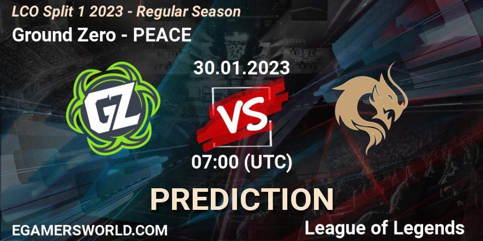 Ground Zero vs PEACE: Match Prediction. 30.01.23, LoL, LCO Split 1 2023 - Regular Season