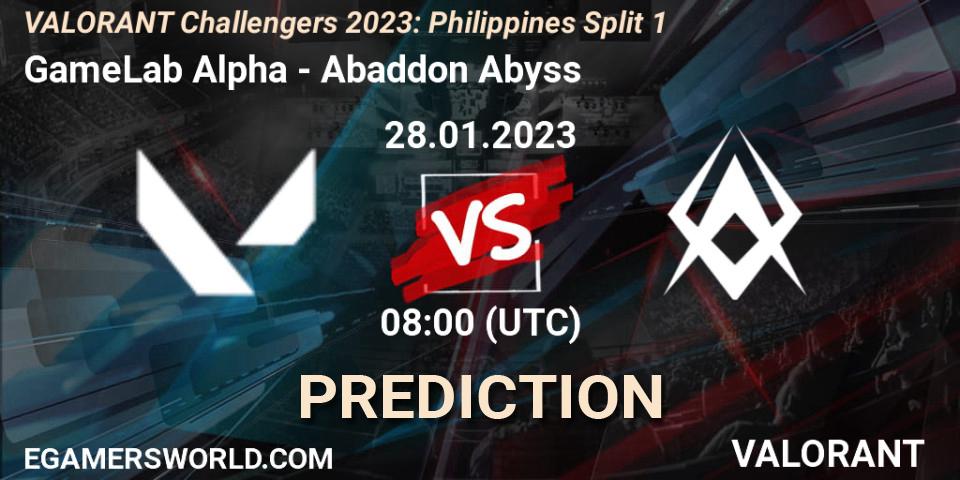 GameLab Alpha vs Abaddon Abyss: Match Prediction. 28.01.23, VALORANT, VALORANT Challengers 2023: Philippines Split 1
