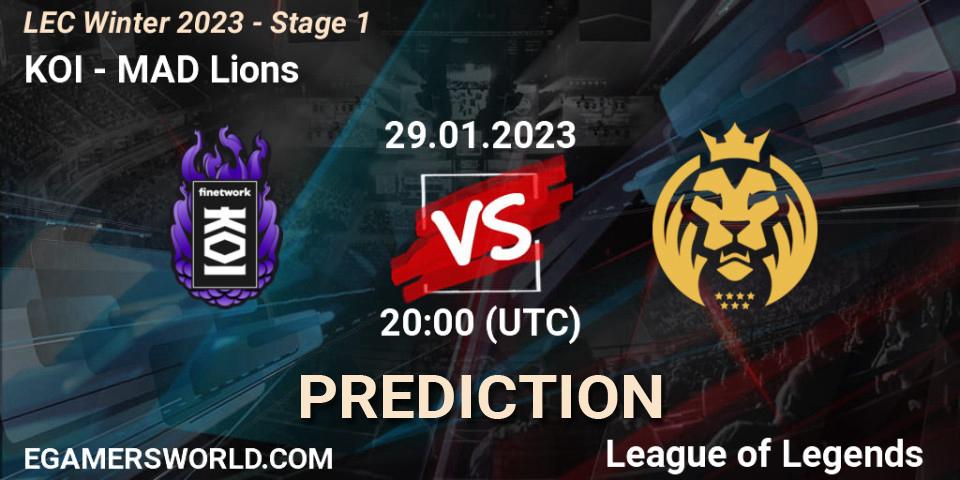 KOI vs MAD Lions: Match Prediction. 29.01.23, LoL, LEC Winter 2023 - Stage 1