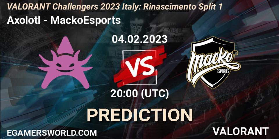 Axolotl vs MackoEsports: Match Prediction. 04.02.23, VALORANT, VALORANT Challengers 2023 Italy: Rinascimento Split 1