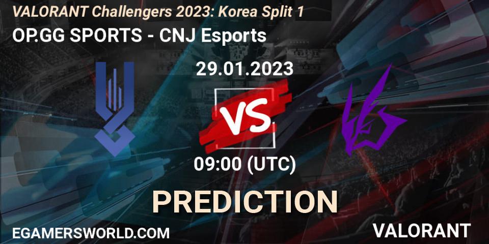 OP.GG SPORTS vs CNJ Esports: Match Prediction. 29.01.23, VALORANT, VALORANT Challengers 2023: Korea Split 1