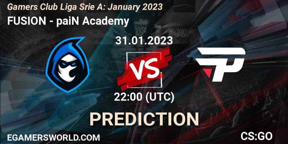 FUSION vs paiN Academy: Match Prediction. 31.01.23, CS2 (CS:GO), Gamers Club Liga Série A: January 2023