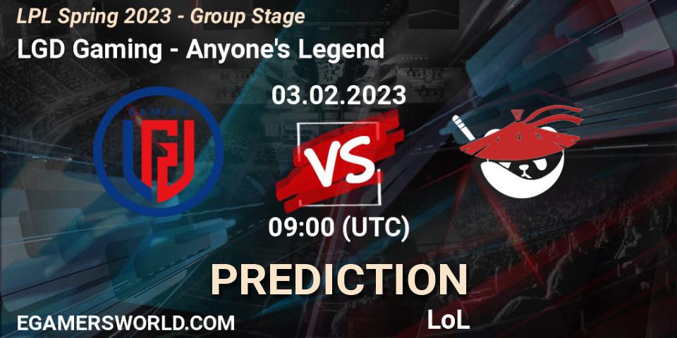 LGD Gaming vs Anyone's Legend: Match Prediction. 03.02.23, LoL, LPL Spring 2023 - Group Stage