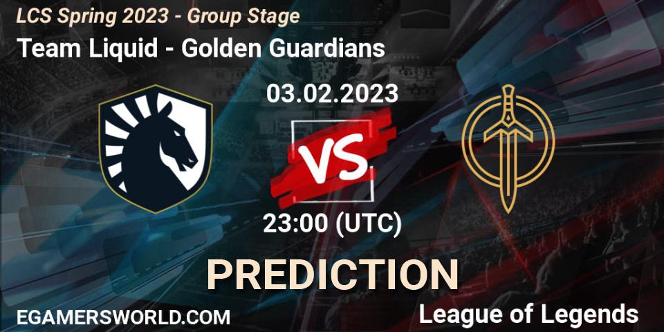 Team Liquid vs Golden Guardians: Match Prediction. 04.02.23, LoL, LCS Spring 2023 - Group Stage