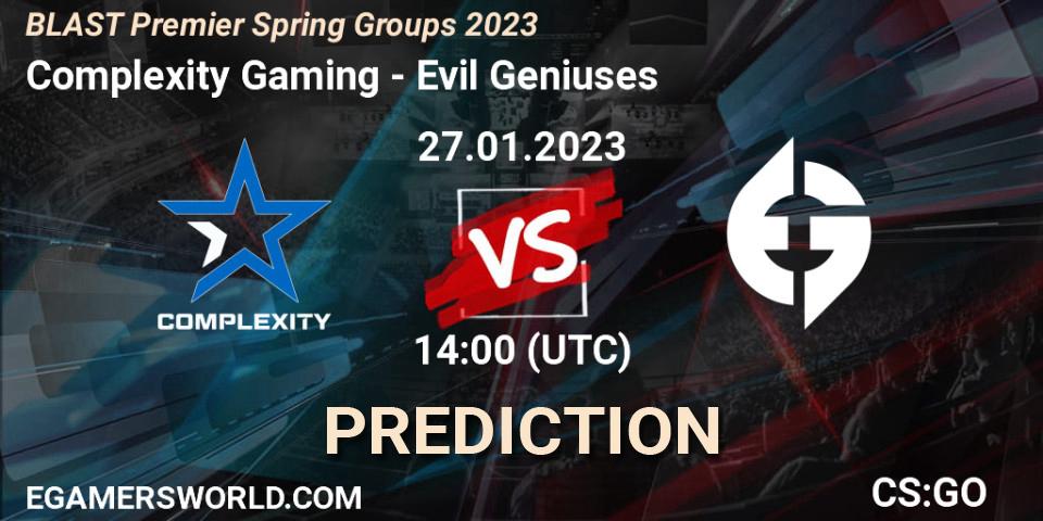Complexity Gaming vs Evil Geniuses: Match Prediction. 27.01.23, CS2 (CS:GO), BLAST Premier Spring Groups 2023