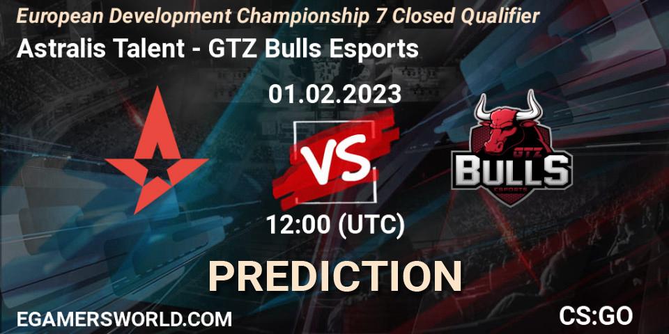 Astralis Talent vs GTZ Bulls Esports: Match Prediction. 01.02.23, CS2 (CS:GO), European Development Championship 7 Closed Qualifier