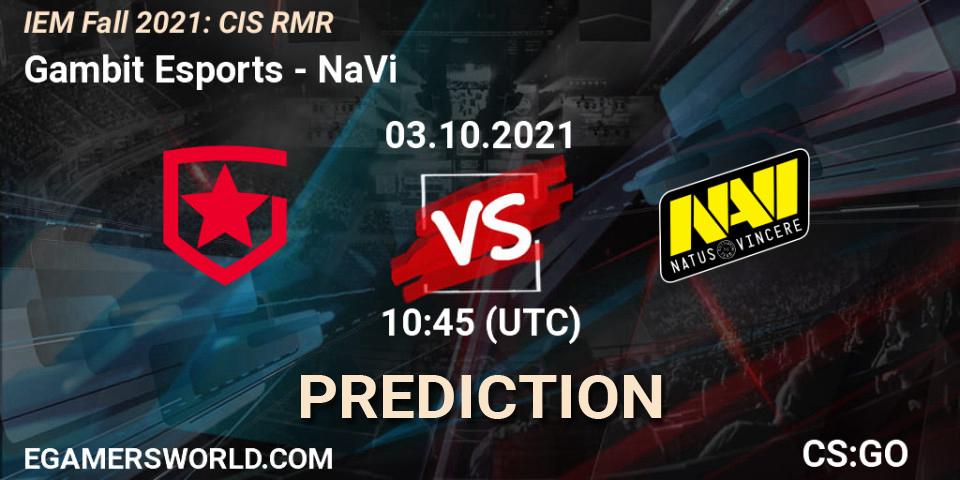 Gambit Esports vs NaVi: Match Prediction. 03.10.21, CS2 (CS:GO), IEM Fall 2021: CIS RMR