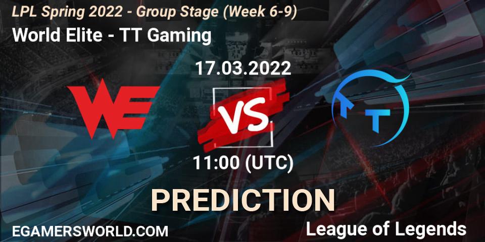 World Elite vs TT Gaming: Match Prediction. 17.03.22, LoL, LPL Spring 2022 - Group Stage (Week 6-9)