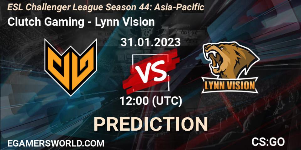 Clutch Gaming vs Lynn Vision: Match Prediction. 31.01.23, CS2 (CS:GO), ESL Challenger League Season 44: Asia-Pacific