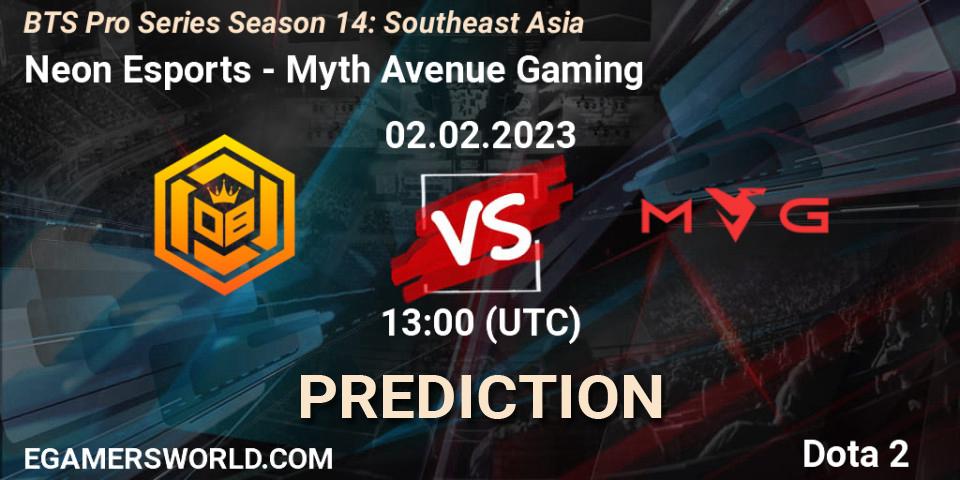 Neon Esports vs Myth Avenue Gaming: Match Prediction. 02.02.23, Dota 2, BTS Pro Series Season 14: Southeast Asia